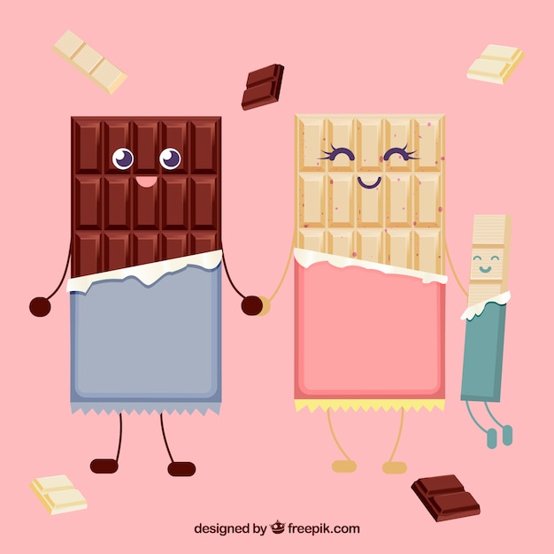 Free Vector set of cute chocolate cartoons