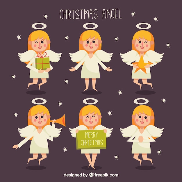 Set of cute christmas angels