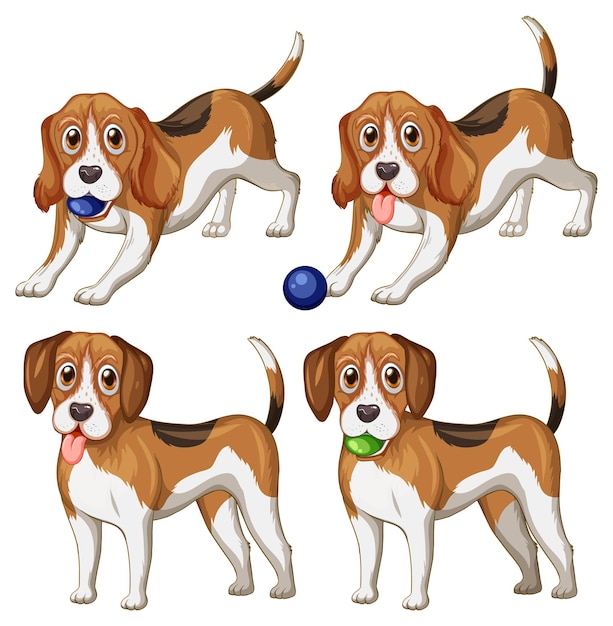 Free Vector set of cute dog cartoon