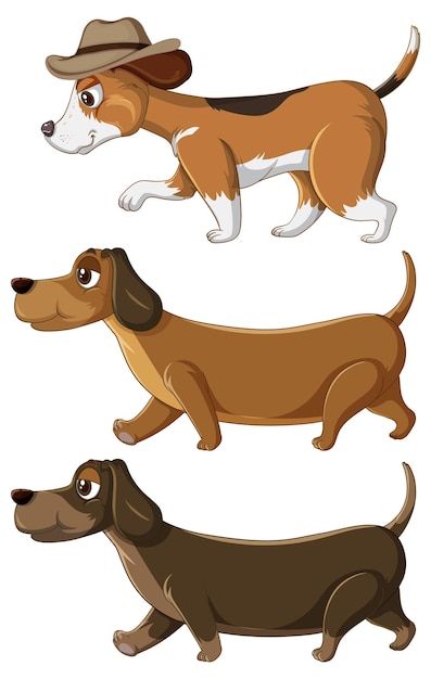 Free vector set of cute dog cartoon