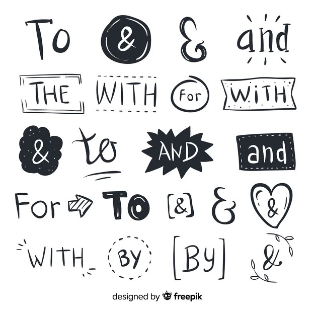 Set of cute hand drawn wedding catchword