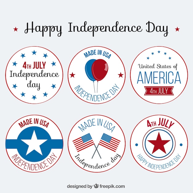 Set of cute independence day labels