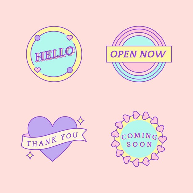 Set of cute messages on badges vector