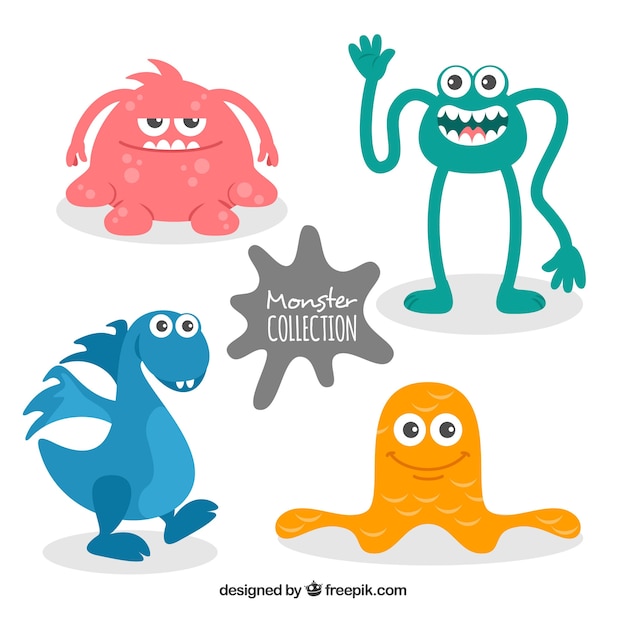 Free vector set of cute monsters character