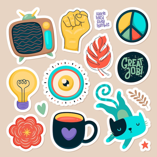 Set of cute stickers