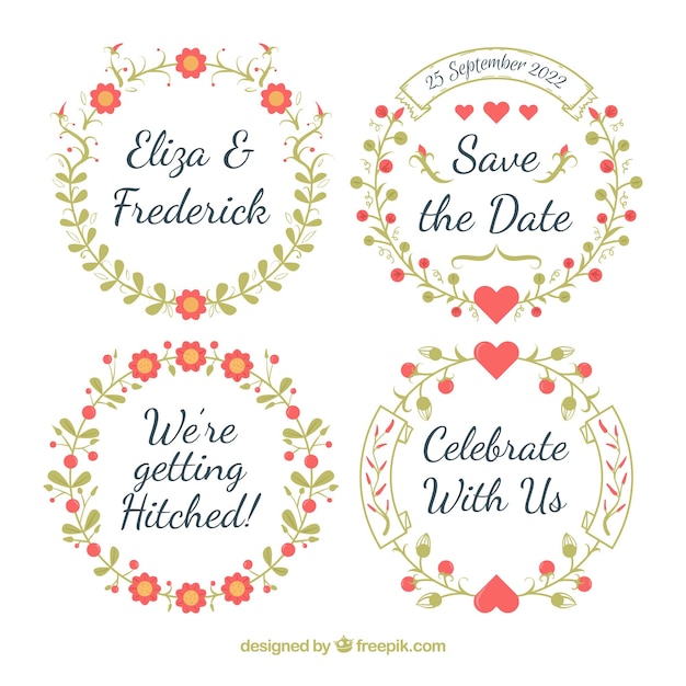 Set of cute wedding labels