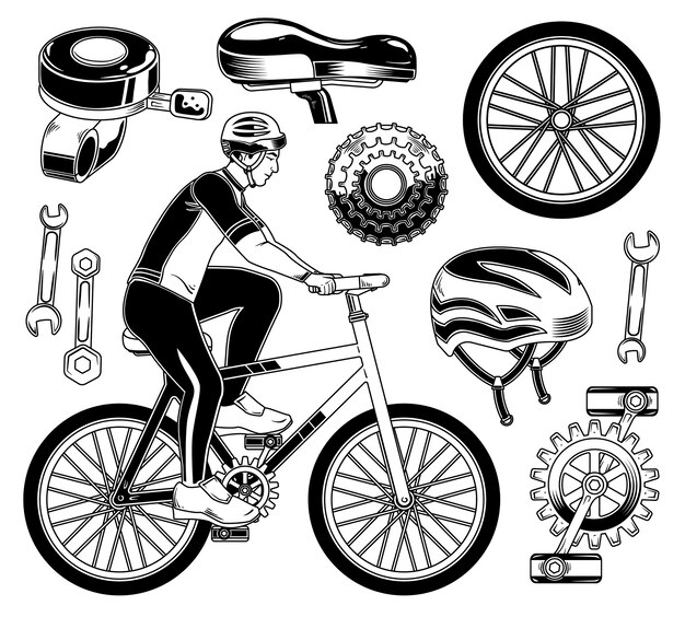 Set of cyclist elements