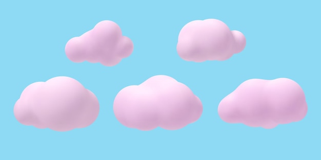 Set of d vector pink clouds