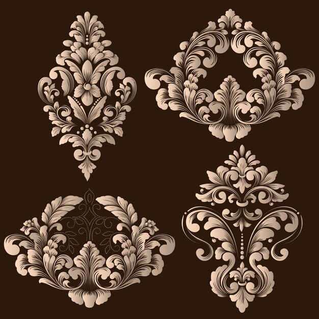 set of damask ornamental elements