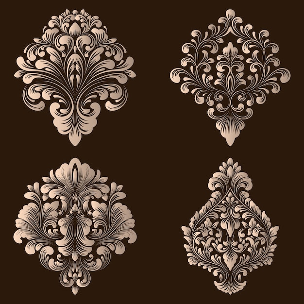 Free Vector set of damask ornamental elements.