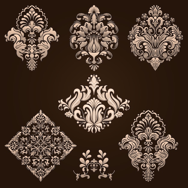 set of damask ornamental elements