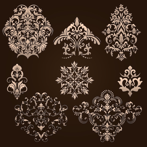 set of damask ornamental elements