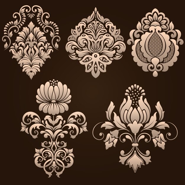 set of damask ornamental elements