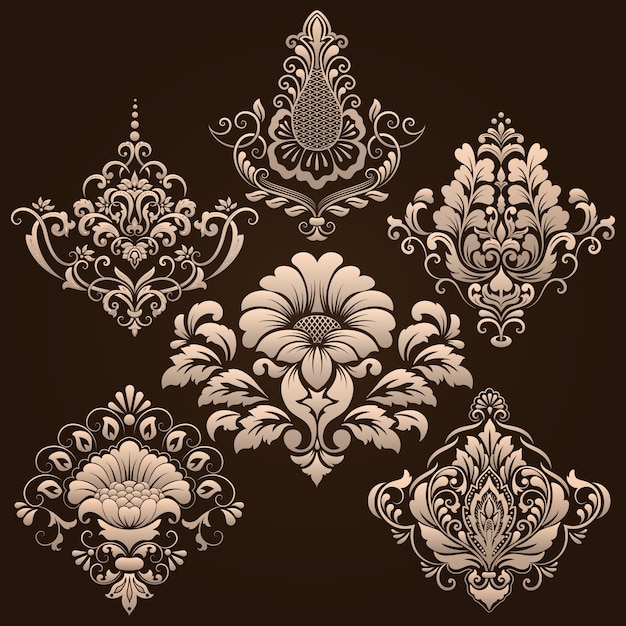 set of damask ornamental elements