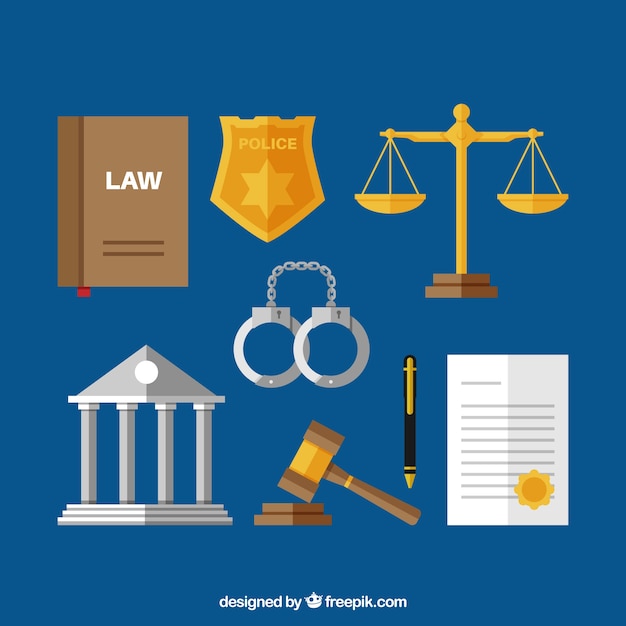 Free Vector set de elementos de derecho y justicia 