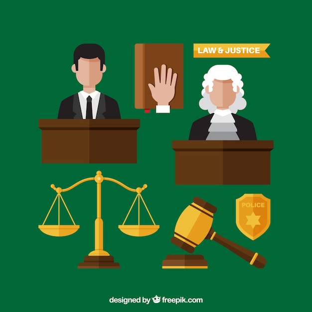 Free Vector set de elementos de derecho y justicia 