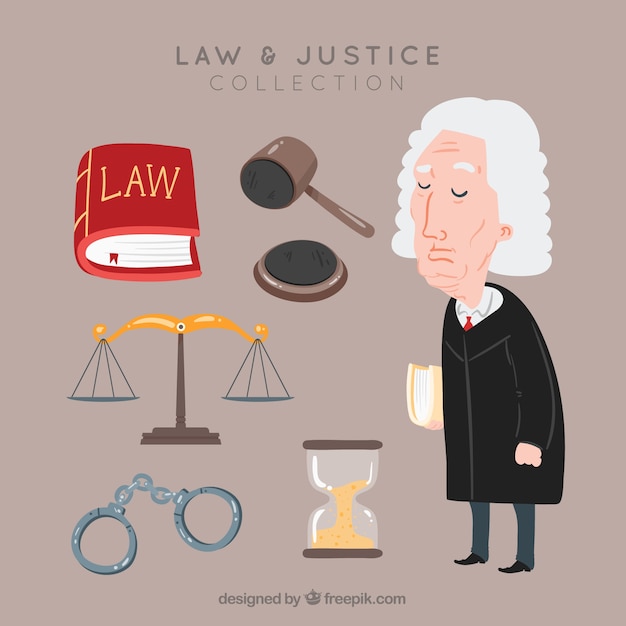 Free Vector set de elementos de derecho y justicia 