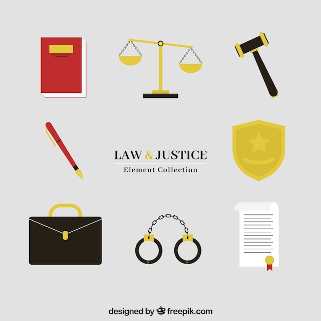 Free Vector set de elementos de derecho y justicia 