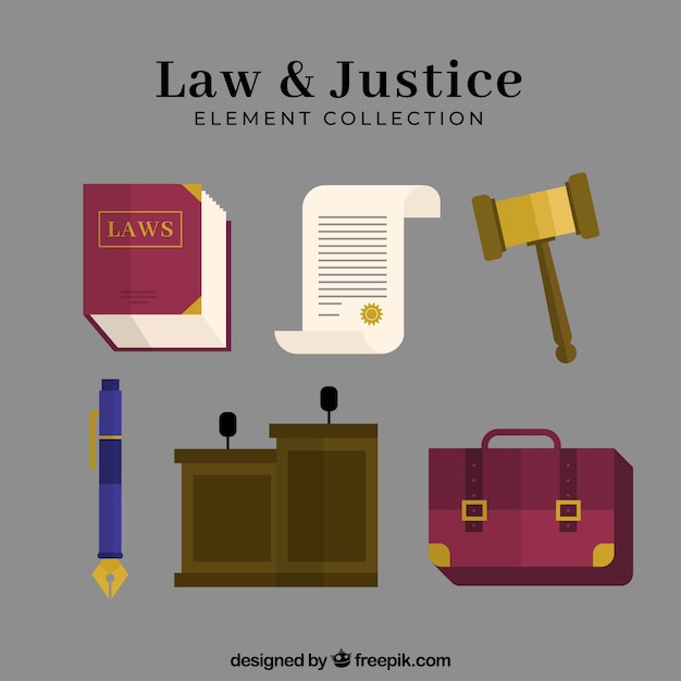 Free Vector set de elementos de derecho y justicia 