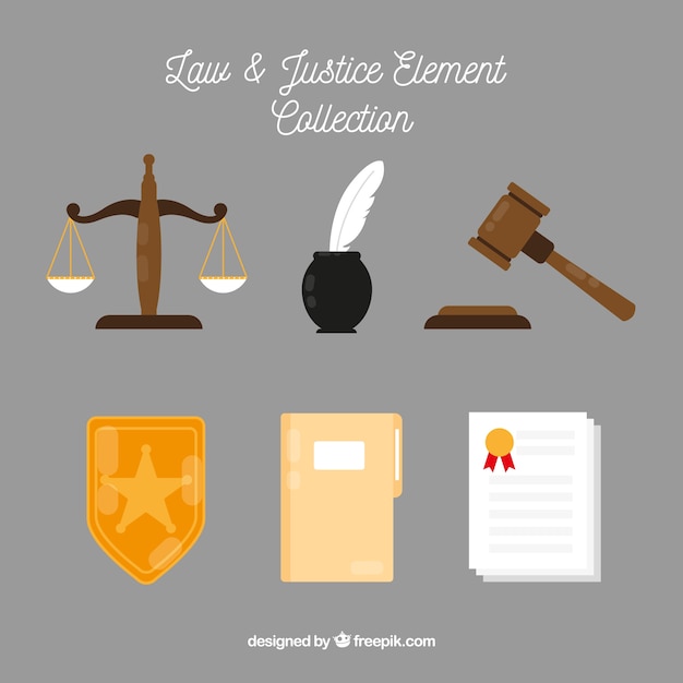 Free Vector set de elementos de derecho y justicia 