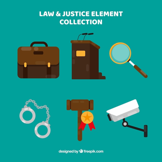 Free Vector set de elementos de derecho y justicia 