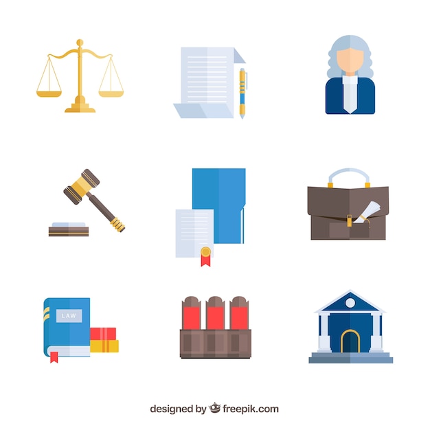 Free Vector set de elementos de derecho y justicia 