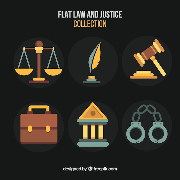 Free Vector set de elementos de derecho y justicia 