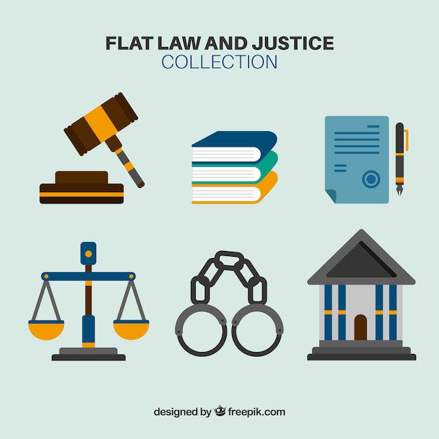 Free Vector set de elementos de derecho y justicia 