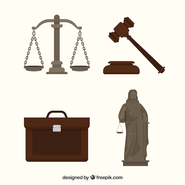 Free vector set de elementos de derecho y justicia