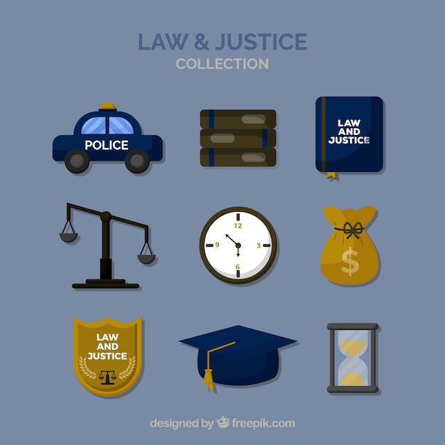 Free Vector set de elementos de derecho y justicia 