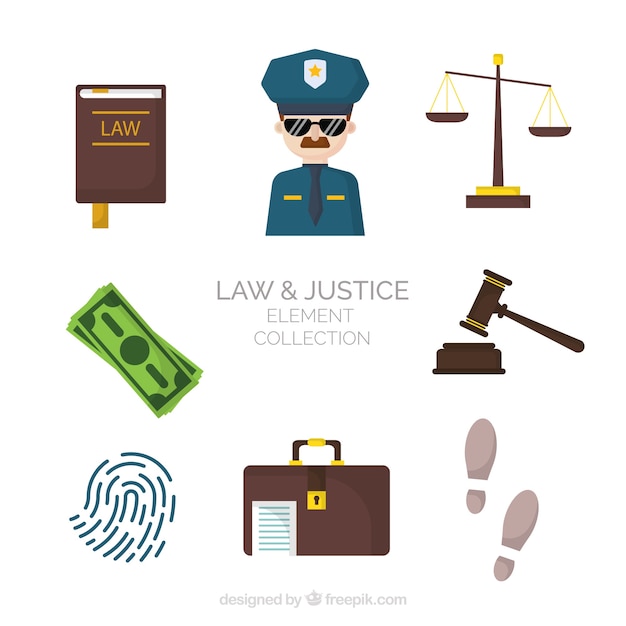 Free Vector set de elementos de derecho y justicia 