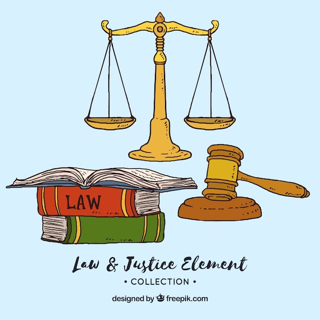 Free Vector set de elementos de derecho y justicia 