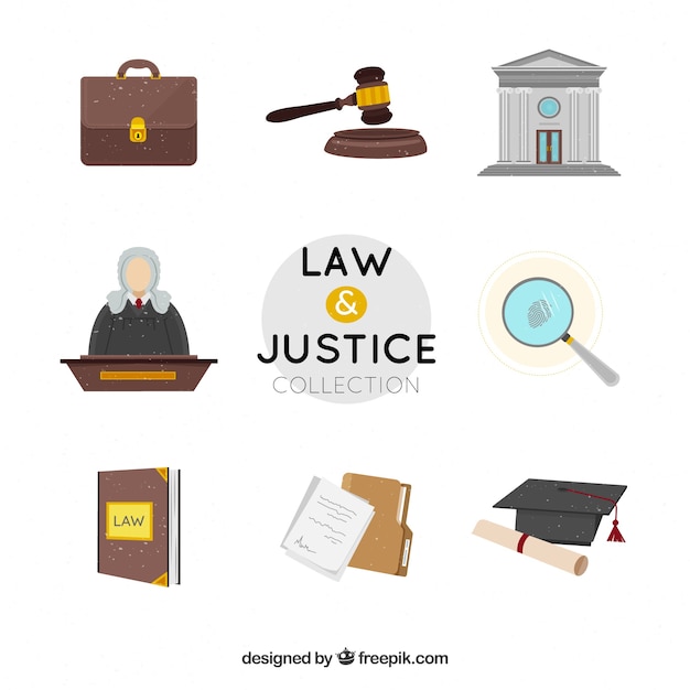 Free Vector set de elementos de derecho y justicia 