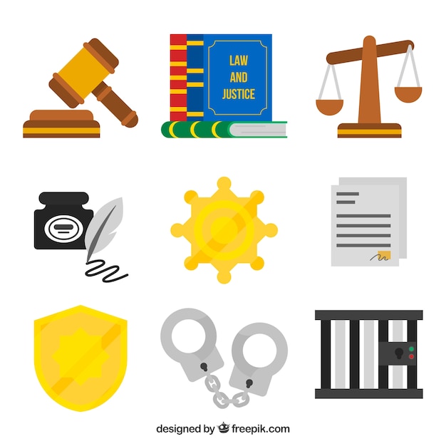 Free Vector set de elementos de derecho y justicia 