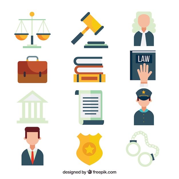 Free Vector set de elementos de derecho y justicia 