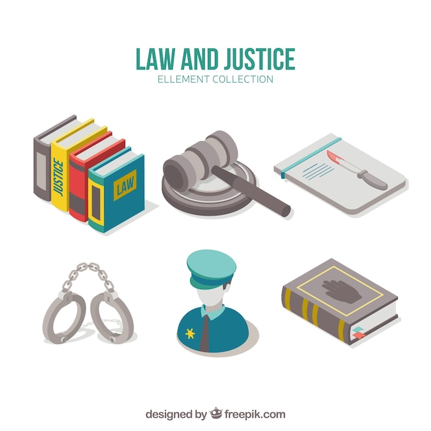 Free Vector set de elementos de derecho y justicia 