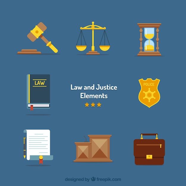 Free Vector set de elementos de derecho y justicia 