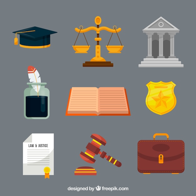 Free Vector set de elementos de derecho y justicia 