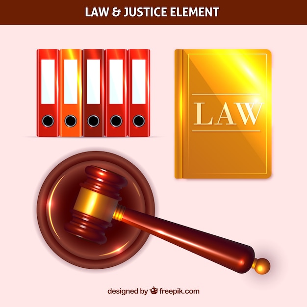 Free Vector set de elementos de derecho y justicia 