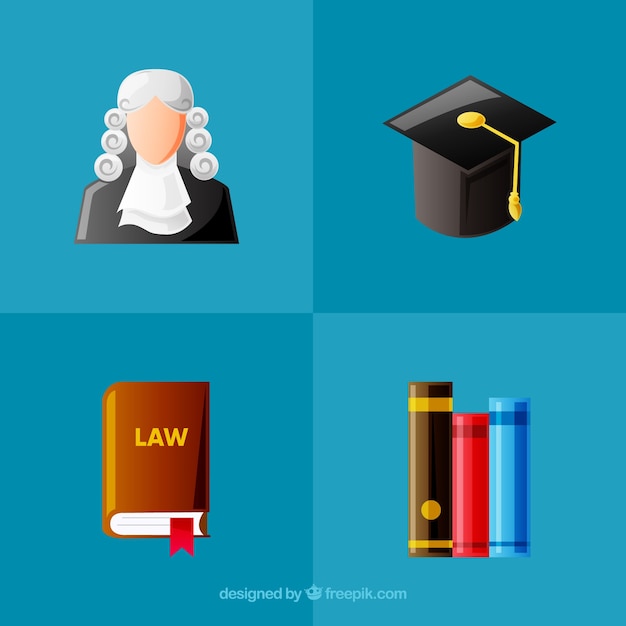 Free Vector set de elementos de derecho y justicia 