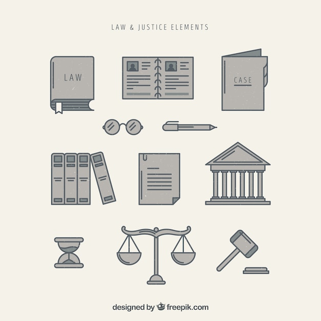 Free Vector set de elementos de derecho y justicia 