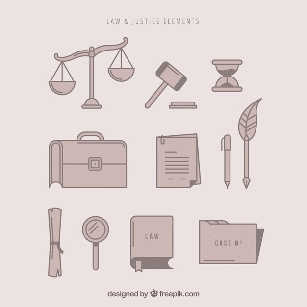 Free Vector set de elementos de derecho y justicia 