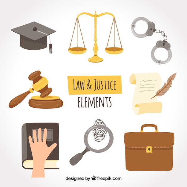 Free Vector set de elementos de derecho y justicia 