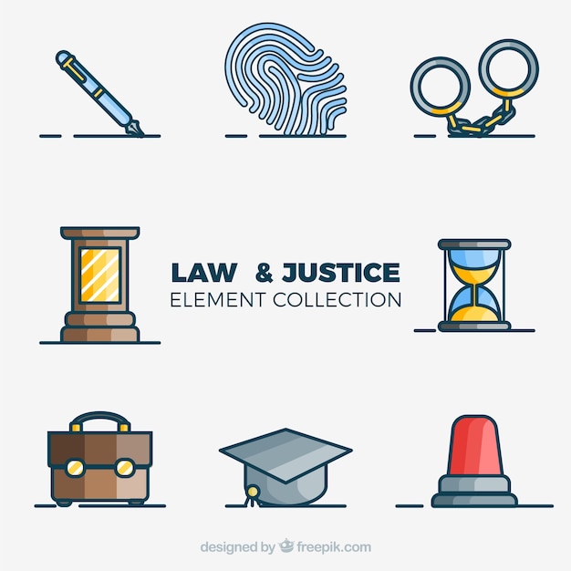 Free Vector set de elementos de derecho y justicia 