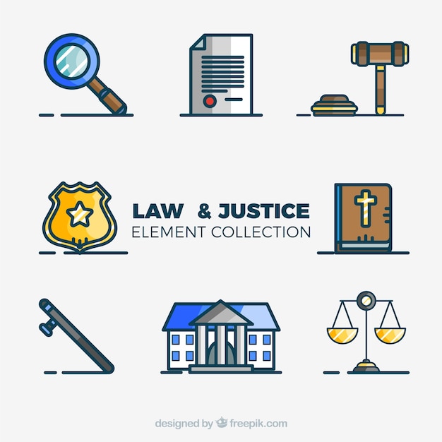 Free vector set de elementos de derecho y justicia