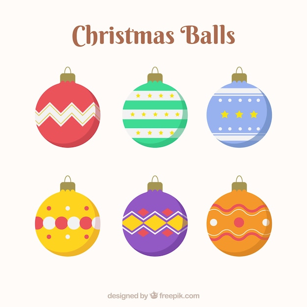 Set of decorative christmas balls in flat design