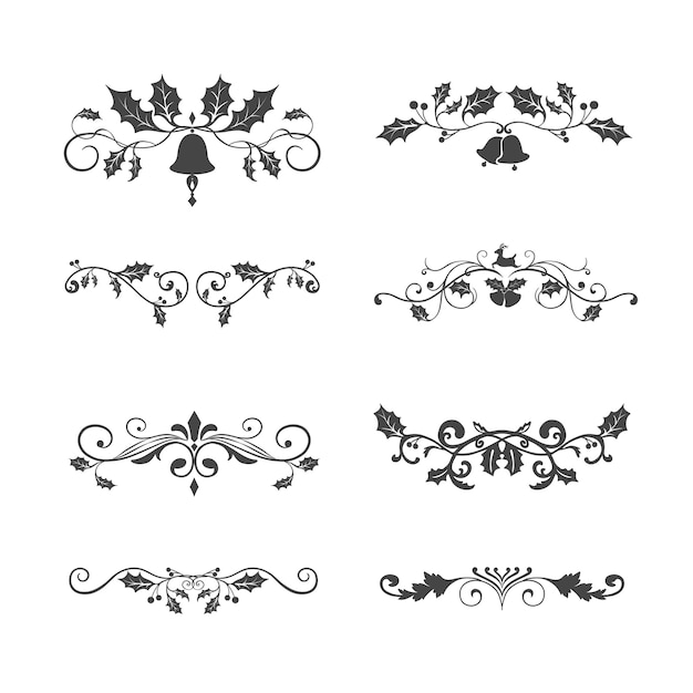 Free Vector set of decorative christmas designs for cards vector