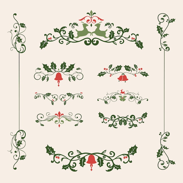 Free Vector set of decorative christmas designs for cards vector