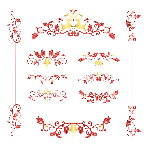 Free Vector set of decorative christmas designs for cards vector