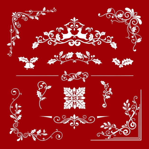 Set of decorative Christmas designs for cards vector